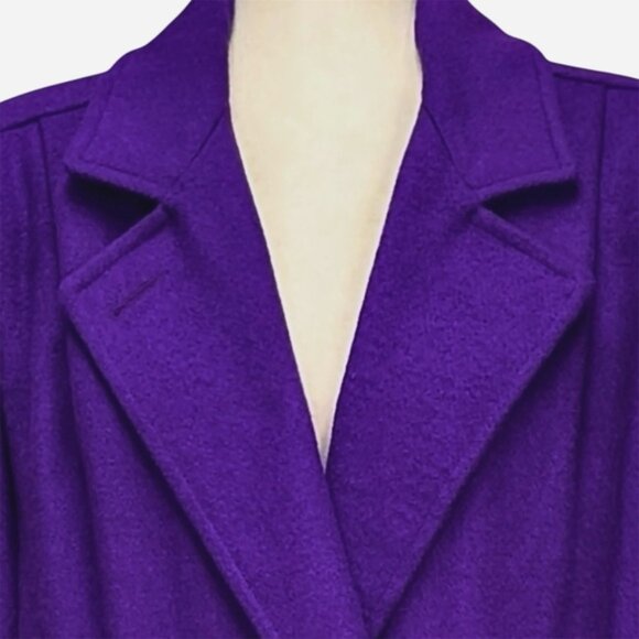 Miss New Yorker Vintage 80s Wool Blend Purple Longline Overcoat Size XL - Picture 3 of 14